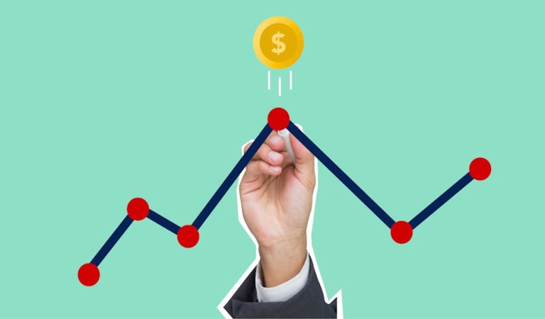Hand drawing growth chart representing compound interest exponential growth